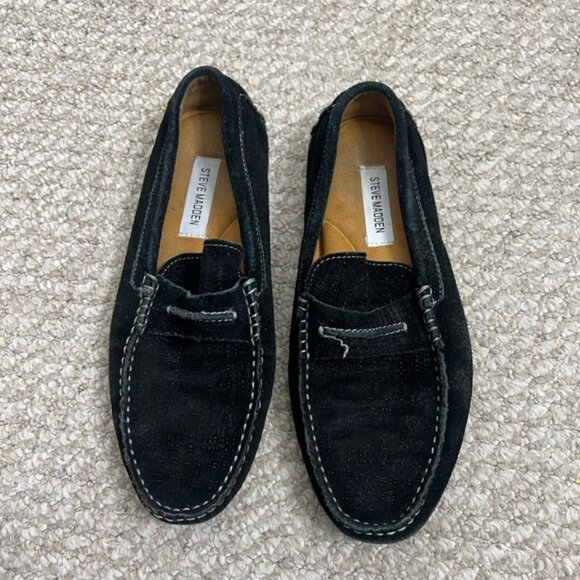Steve Madden Black Suede Venetian Loafers size 10 - Picture 1 of 9